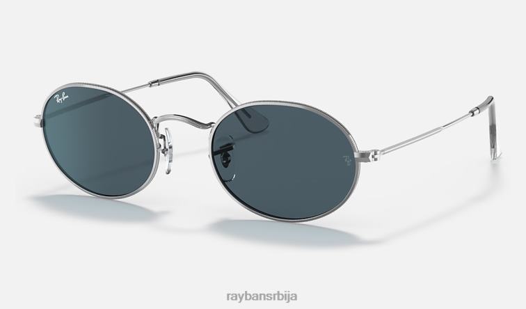 Ray-Ban овални P0HP951 наочаре за сунце полирано сребрно/плаво мушкарци