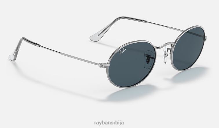 Ray-Ban овални P0HP951 наочаре за сунце полирано сребрно/плаво мушкарци
