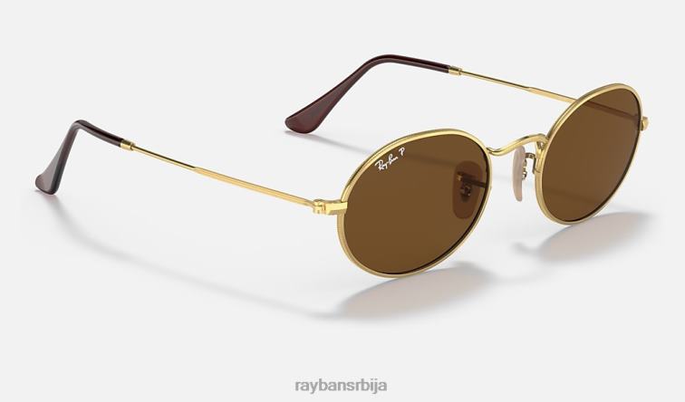 Ray-Ban овални P0HP953 наочаре за сунце полирано златно/сиво мушкарци