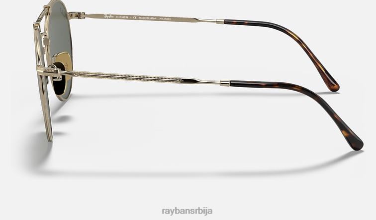 Ray-Ban округли двоструки мост од титанијума P0HP954 наочаре за сунце мат златно/зелена мушкарци