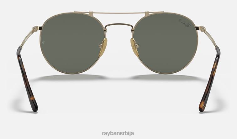 Ray-Ban округли двоструки мост од титанијума P0HP954 наочаре за сунце мат златно/зелена мушкарци