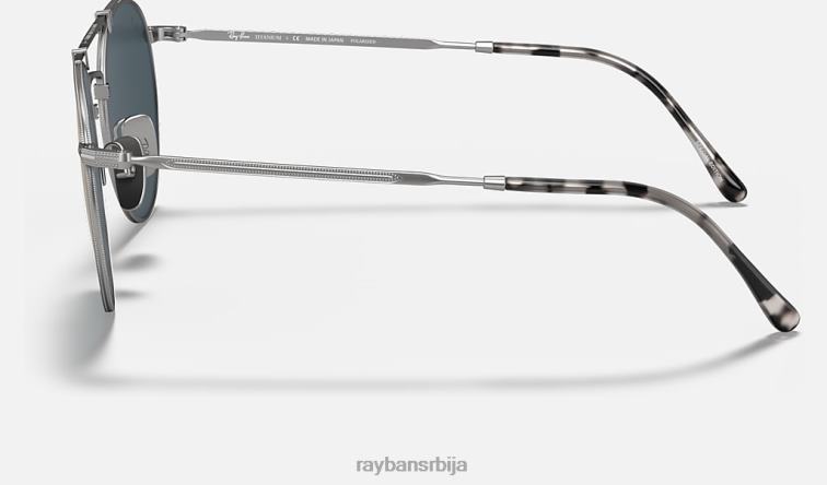 Ray-Ban округли двоструки мост од титанијума P0HP955 наочаре за сунце мат сребрно/плаво мушкарци