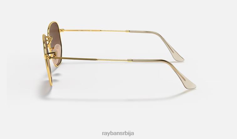 Ray-Ban хексагонална равна сочива P0HP95 наочаре за сунце полирано злато/браон мушкарци