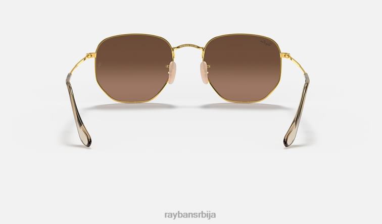Ray-Ban хексагонална равна сочива P0HP95 наочаре за сунце полирано злато/браон мушкарци
