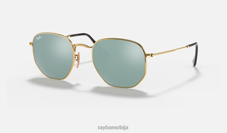 Ray-Ban хексагонална равна сочива P0HP96 наочаре за сунце полирано злато/сребро мушкарци
