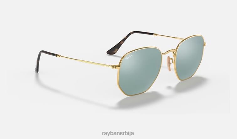 Ray-Ban хексагонална равна сочива P0HP96 наочаре за сунце полирано злато/сребро мушкарци