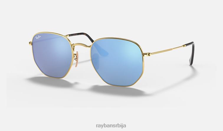 Ray-Ban хексагонална равна сочива P0HP97 наочаре за сунце полирано злато/светло плаво мушкарци