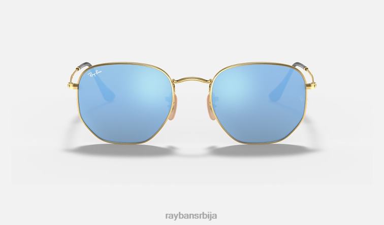 Ray-Ban хексагонална равна сочива P0HP97 наочаре за сунце полирано злато/светло плаво мушкарци