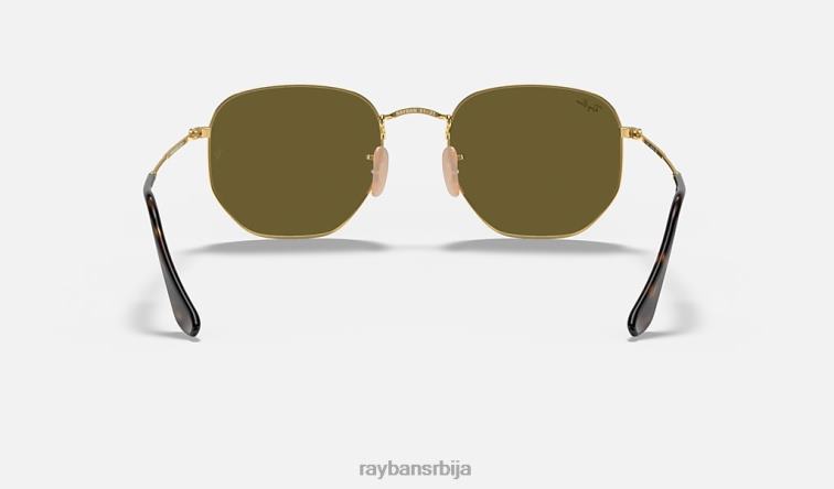 Ray-Ban хексагонална равна сочива P0HP97 наочаре за сунце полирано злато/светло плаво мушкарци