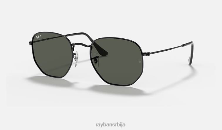 Ray-Ban хексагонална равна сочива P0HP98 наочаре за сунце полирана црно/зелена мушкарци