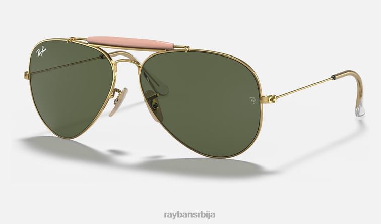 Ray-Ban оутдоорсман ии P0HP986 наочаре за сунце полирано златно/зелено мушкарци