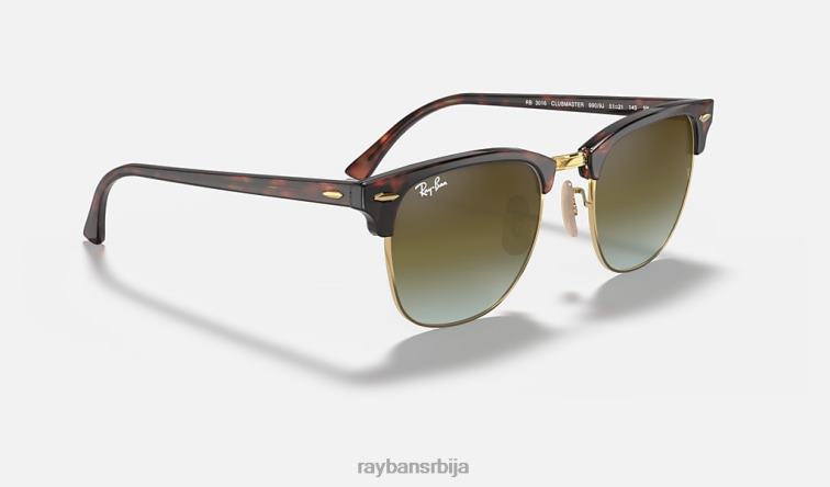 Ray-Ban цлубмастер флеш сочива градијент P0HP989 наочаре за сунце полирана црвена хавана/зелена мушкарци