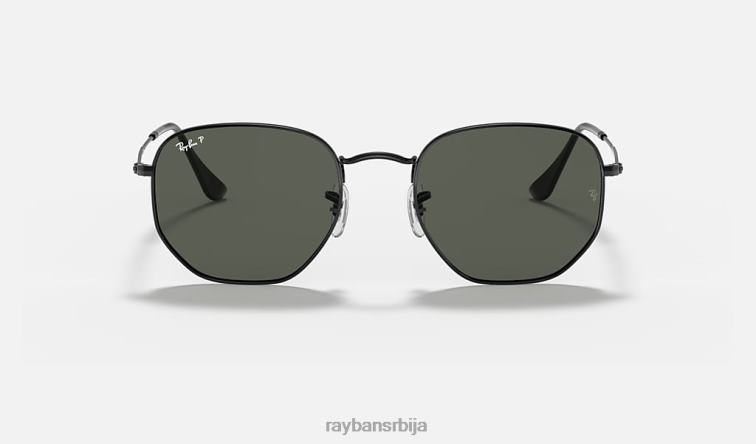 Ray-Ban хексагонална равна сочива P0HP98 наочаре за сунце полирана црно/зелена мушкарци