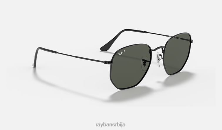Ray-Ban хексагонална равна сочива P0HP98 наочаре за сунце полирана црно/зелена мушкарци