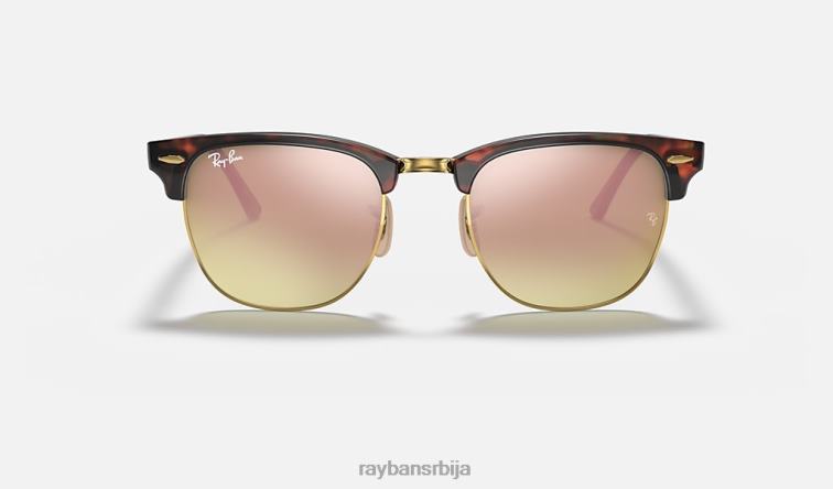 Ray-Ban цлубмастер флеш сочива градијент P0HP990 наочаре за сунце углачана црвена хавана/бакар мушкарци
