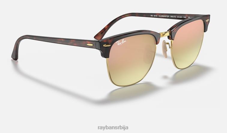Ray-Ban цлубмастер флеш сочива градијент P0HP990 наочаре за сунце углачана црвена хавана/бакар мушкарци