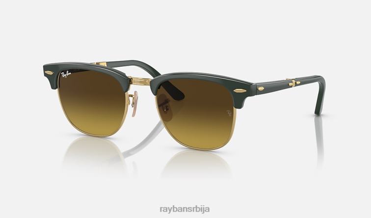 Ray-Ban цлубмастер фолдинг P0HP996 наочаре за сунце полирано зелено на златно/браон мушкарци