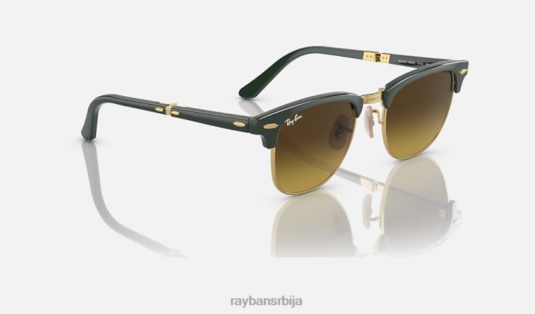 Ray-Ban цлубмастер фолдинг P0HP996 наочаре за сунце полирано зелено на златно/браон мушкарци