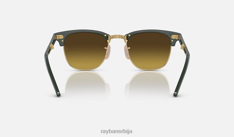 Ray-Ban цлубмастер фолдинг P0HP996 наочаре за сунце полирано зелено на златно/браон мушкарци