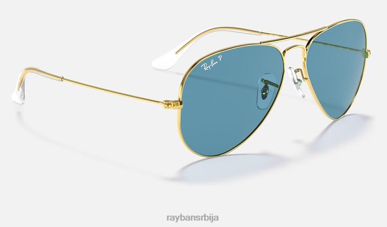 Ray-Ban авиатор цлассиц P0HP9 наочаре за сунце полирано златно/плаво мушкарци