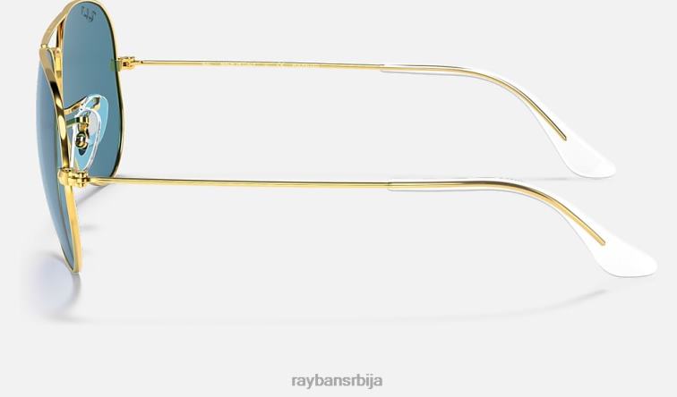 Ray-Ban авиатор цлассиц P0HP9 наочаре за сунце полирано златно/плаво мушкарци