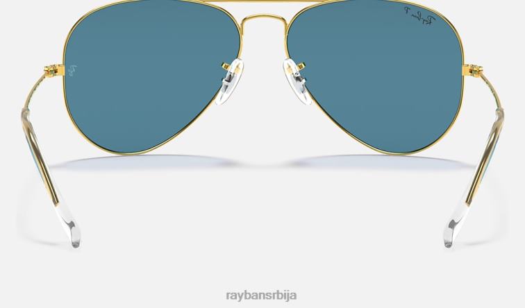 Ray-Ban авиатор цлассиц P0HP9 наочаре за сунце полирано златно/плаво мушкарци