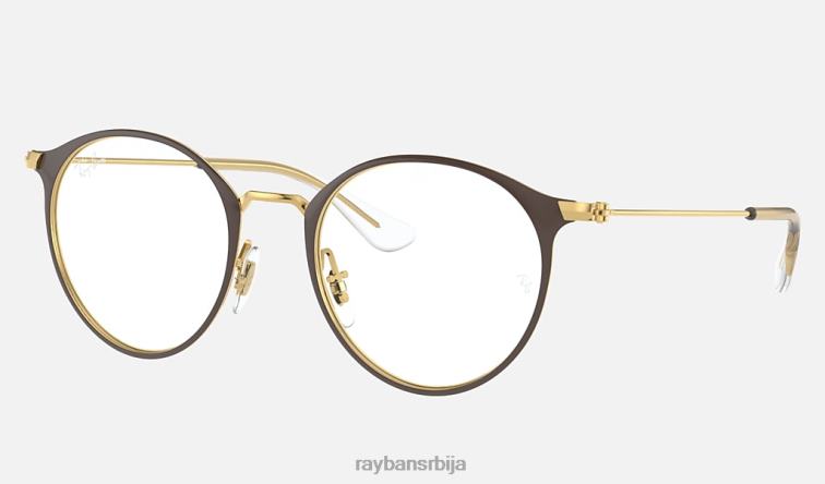 Ray-Ban рб1053 оптицс P0HP2748 наочаре мат браон на злату клинци