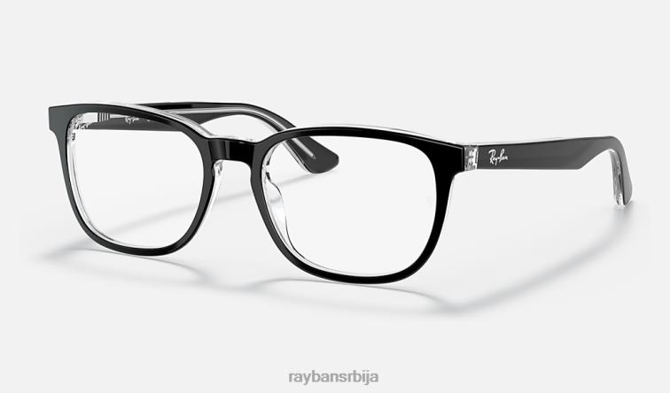 Ray-Ban рб1592 оптицс P0HP2826 наочаре полирано црно на провидном клинци