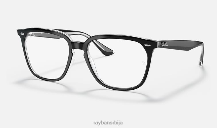 Ray-Ban рб4362 оптицс P0HP1918 наочаре полирано црно на провидном мушкарци