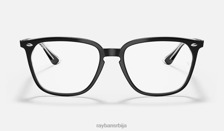 Ray-Ban рб4362 оптицс P0HP1918 наочаре полирано црно на провидном мушкарци