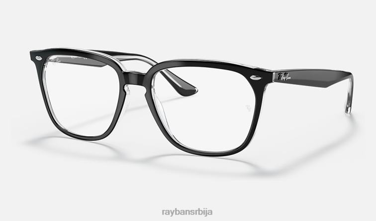 Ray-Ban рб4362 оптицс P0HP1972 наочаре полирано црно на провидном мушкарци