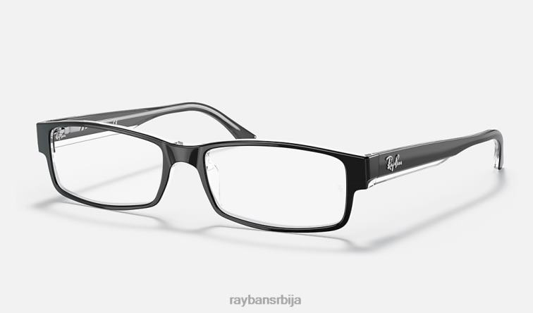 Ray-Ban рб5114 оптицс P0HP2245 наочаре полирано црно на провидном мушкарци