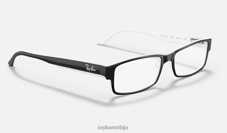 Ray-Ban рб5114 оптицс P0HP2246 наочаре углачано црно на бело мушкарци