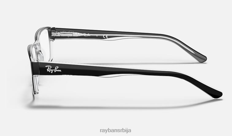 Ray-Ban рб5169 оптицс P0HP1772 наочаре полирано црно на провидном мушкарци
