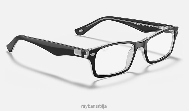 Ray-Ban рб5206 оптицс P0HP2250 наочаре полирано црно на провидном мушкарци