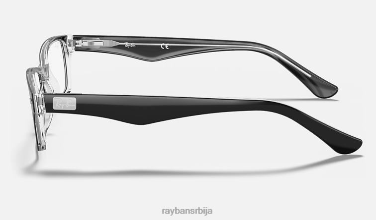Ray-Ban рб5206 оптицс P0HP2250 наочаре полирано црно на провидном мушкарци