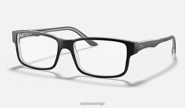 Ray-Ban рб5245 оптицс P0HP2044 наочаре полирано црно на провидном мушкарци