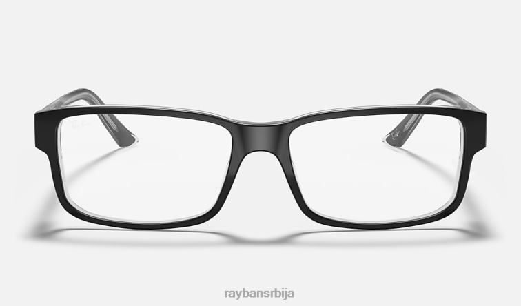 Ray-Ban рб5245 оптицс P0HP2044 наочаре полирано црно на провидном мушкарци
