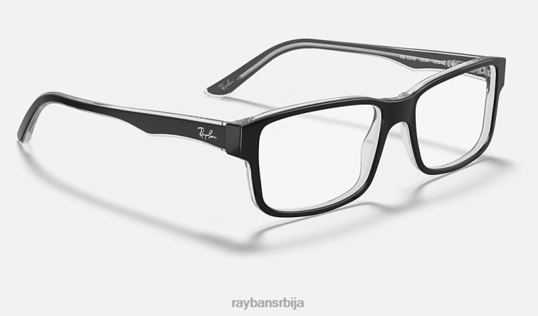 Ray-Ban рб5245 оптицс P0HP2044 наочаре полирано црно на провидном мушкарци
