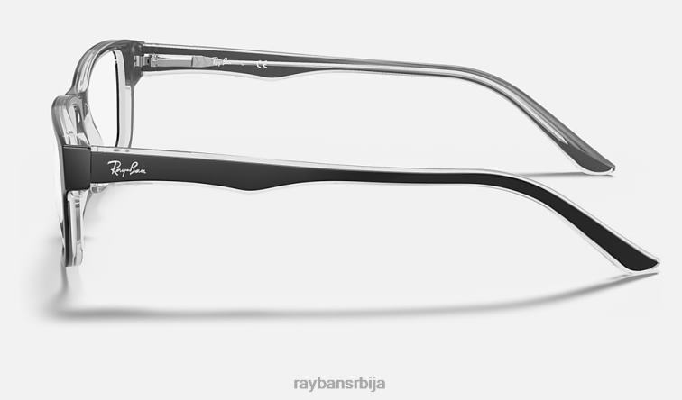 Ray-Ban рб5245 оптицс P0HP2044 наочаре полирано црно на провидном мушкарци