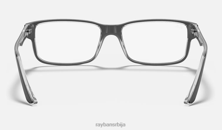 Ray-Ban рб5245 оптицс P0HP2044 наочаре полирано црно на провидном мушкарци