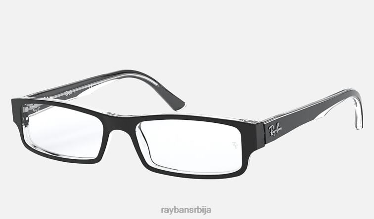 Ray-Ban рб5246 оптицс P0HP1839 наочаре полирано црно на провидном мушкарци