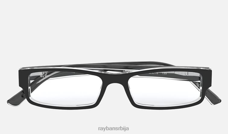 Ray-Ban рб5246 оптицс P0HP1839 наочаре полирано црно на провидном мушкарци