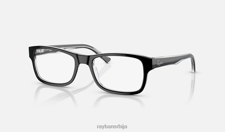 Ray-Ban рб5268 оптицс P0HP2192 наочаре полирано црно на провидном мушкарци