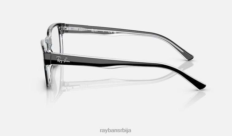 Ray-Ban рб5268 оптицс P0HP2192 наочаре полирано црно на провидном мушкарци