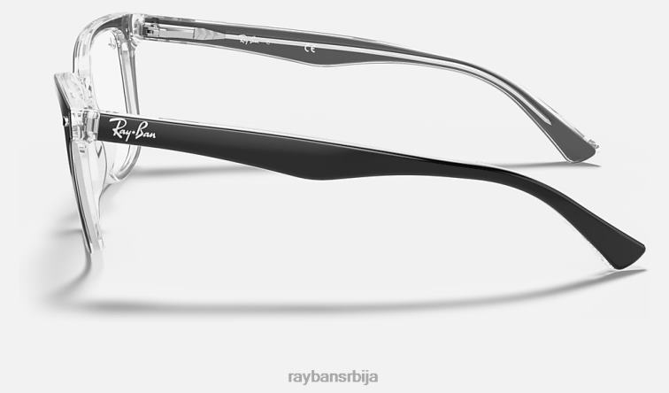 Ray-Ban рб5285 оптицс P0HP1861 наочаре полирано црно на провидном мушкарци