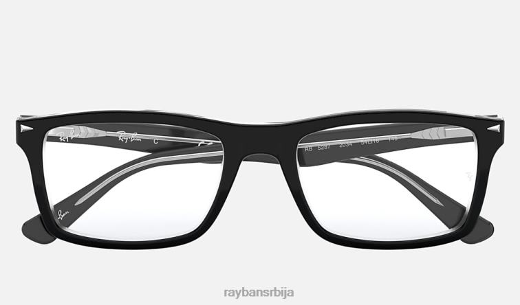 Ray-Ban рб5287 оптицс P0HP2243 наочаре полирано црно на провидном мушкарци