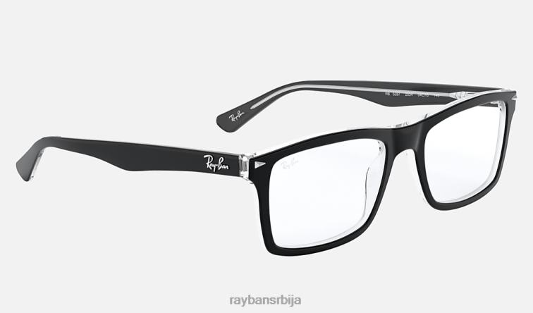 Ray-Ban рб5287 оптицс P0HP2243 наочаре полирано црно на провидном мушкарци