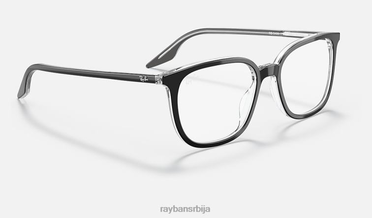 Ray-Ban рб5362 оптицс P0HP2096 наочаре полирано црно на провидном мушкарци