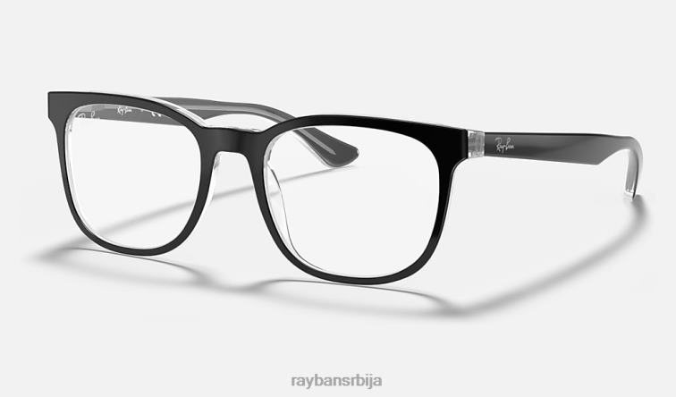 Ray-Ban рб5369 оптицс P0HP2334 наочаре полирано црно на провидном мушкарци